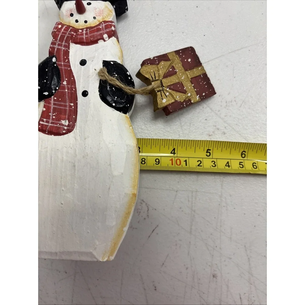 Vtg Pier 1 Christmas Hand Painted Wooden Snowman Christmas Decoration 8
